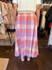 Smocked Waist Plaid Tiered Midi Skirt