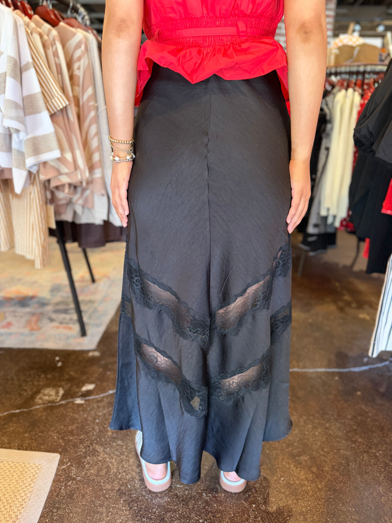 Kori Lace Inset Skirt Black