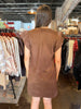 Brown Suede Flutter Mini Dress