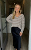 Heather Cashew Stripe Tucker Sweater