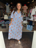 Blue Stripe Floral Maxi Dress