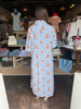 Blue Stripe Floral Maxi Dress