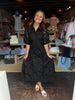 Black Floral Mesh Crochet Midi Dress