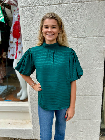 On A Stroll Mock Neck Dolman Sleeve Top