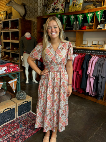 Pink Paisley Midi Dress