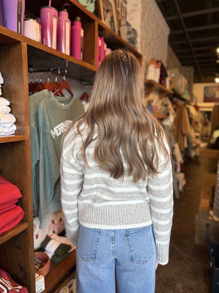 Josephine Stripe Sweater Heather Taupe