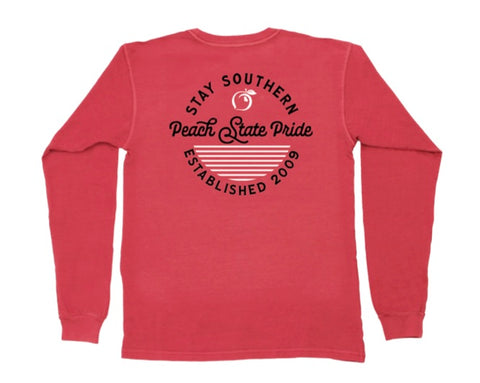 Peach State Pride - Stay Southern Duck LS Pocket Tee