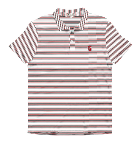 UGA Loblolly Stripe Performance Polo Red/Black Standing Dawg