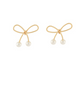 Gold Bow Stud W/ Pearls