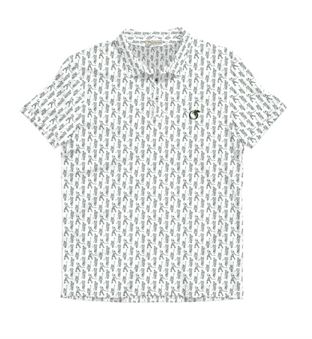 Peach Pattern Performance Polo Clearwater & White