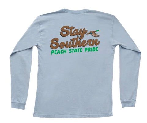 Peach State Pride - Stay Southern Duck LS Pocket Tee