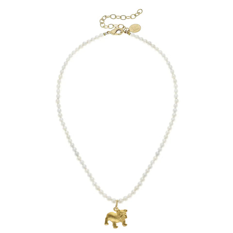 Gold Dog Charm & Red Coral Necklace