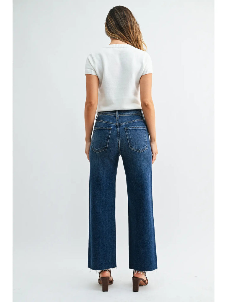 Dark High Rise Utility Wide Leg Pant