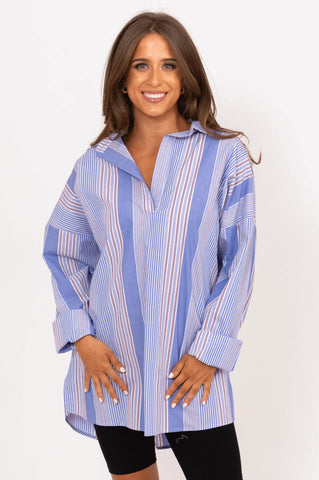 Pink Check Oversized Button Down Shirt