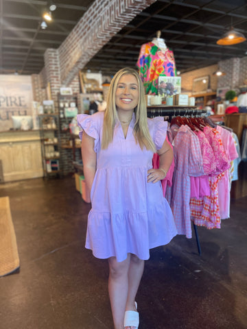 Pink Combo Bubble Sleeve Mini Dress
